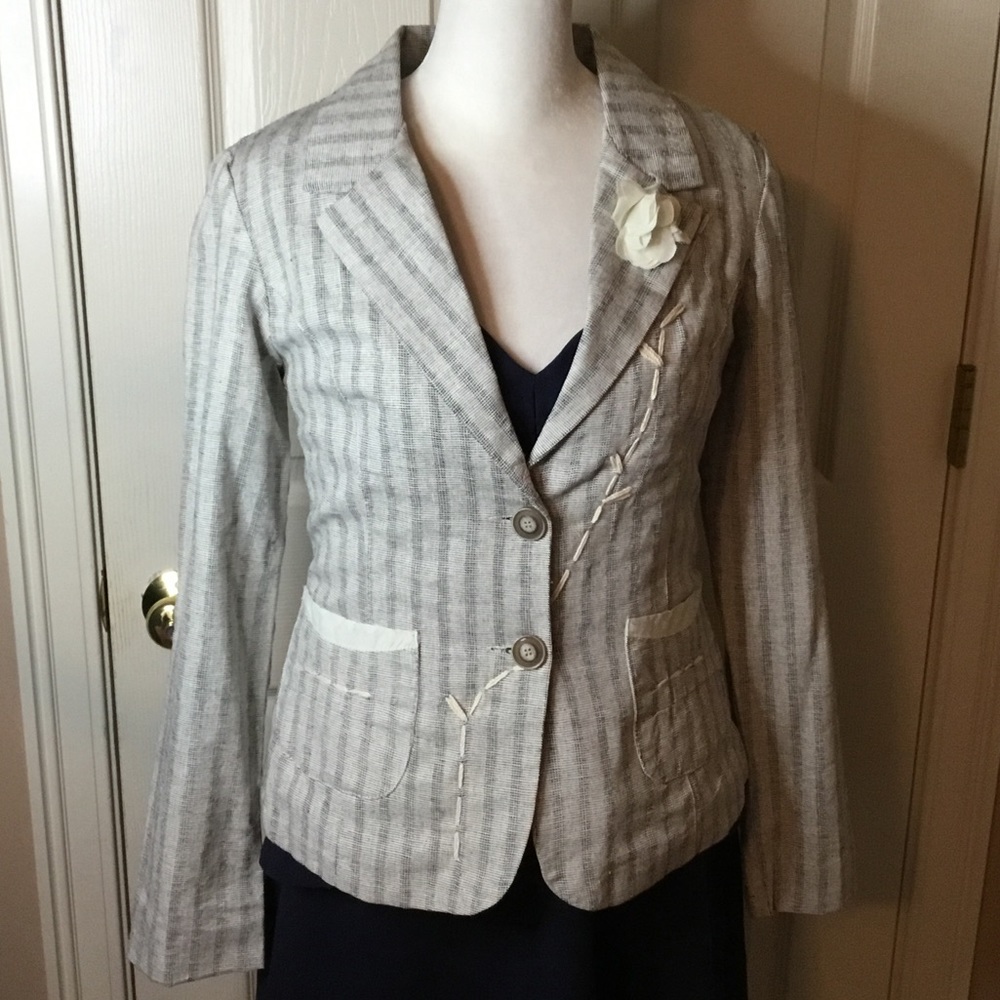 Nick & Mo Beige Boho Embroidered Jacket NWT - S